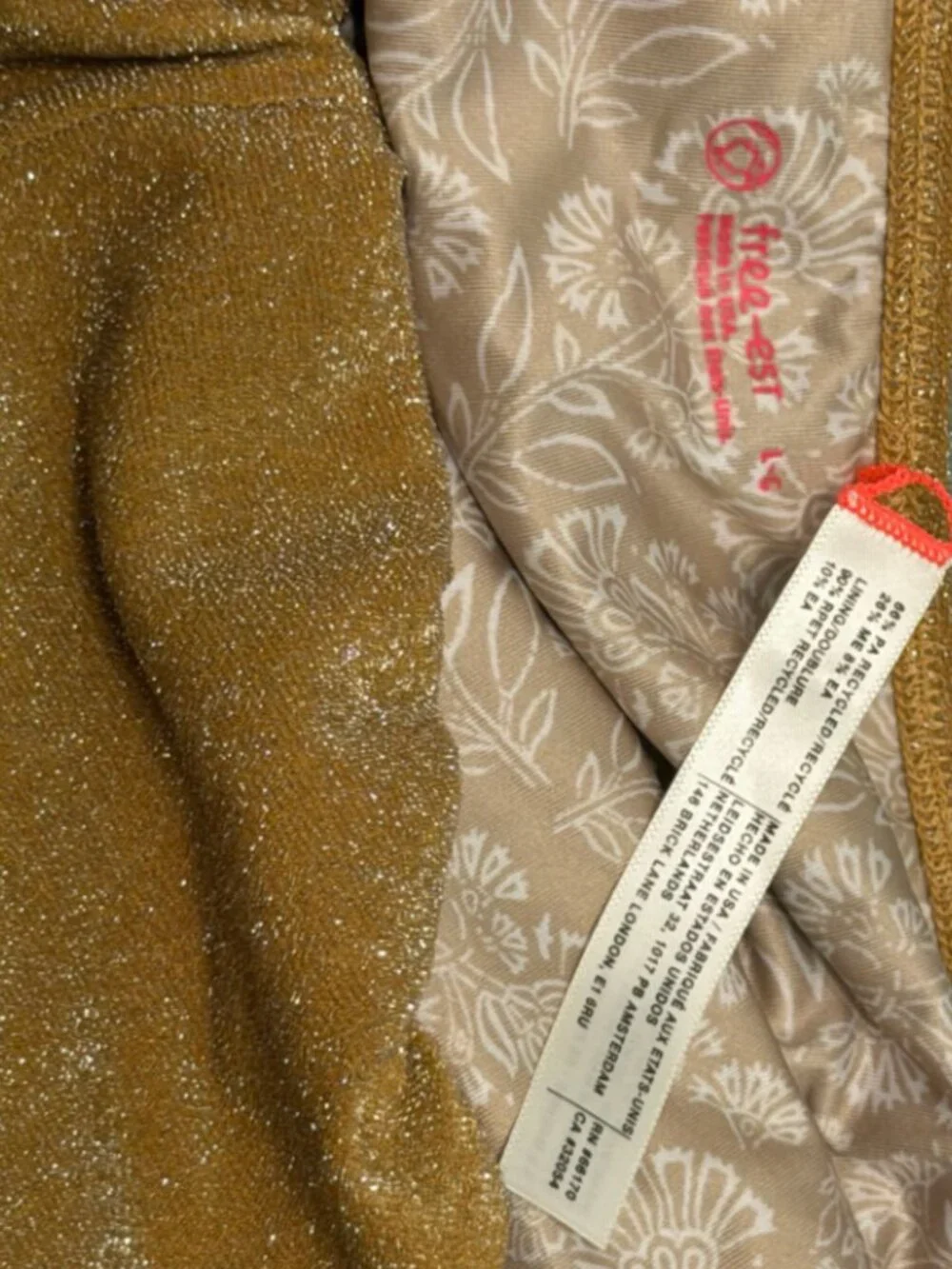 Free People Kerry Lurex One-Piece Swimsuit | Gold Shimmer | Size Large